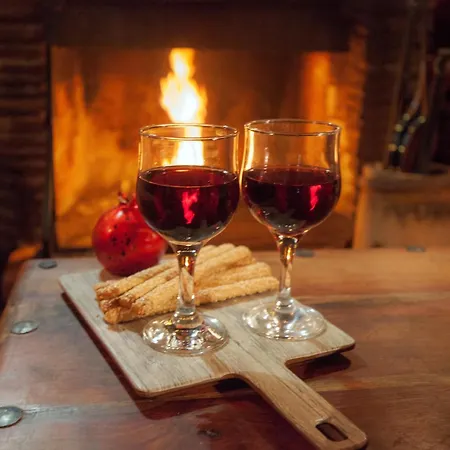 Domek alpejski Dandy Agoriani-chalet Orelia-fireplace Eptálofos